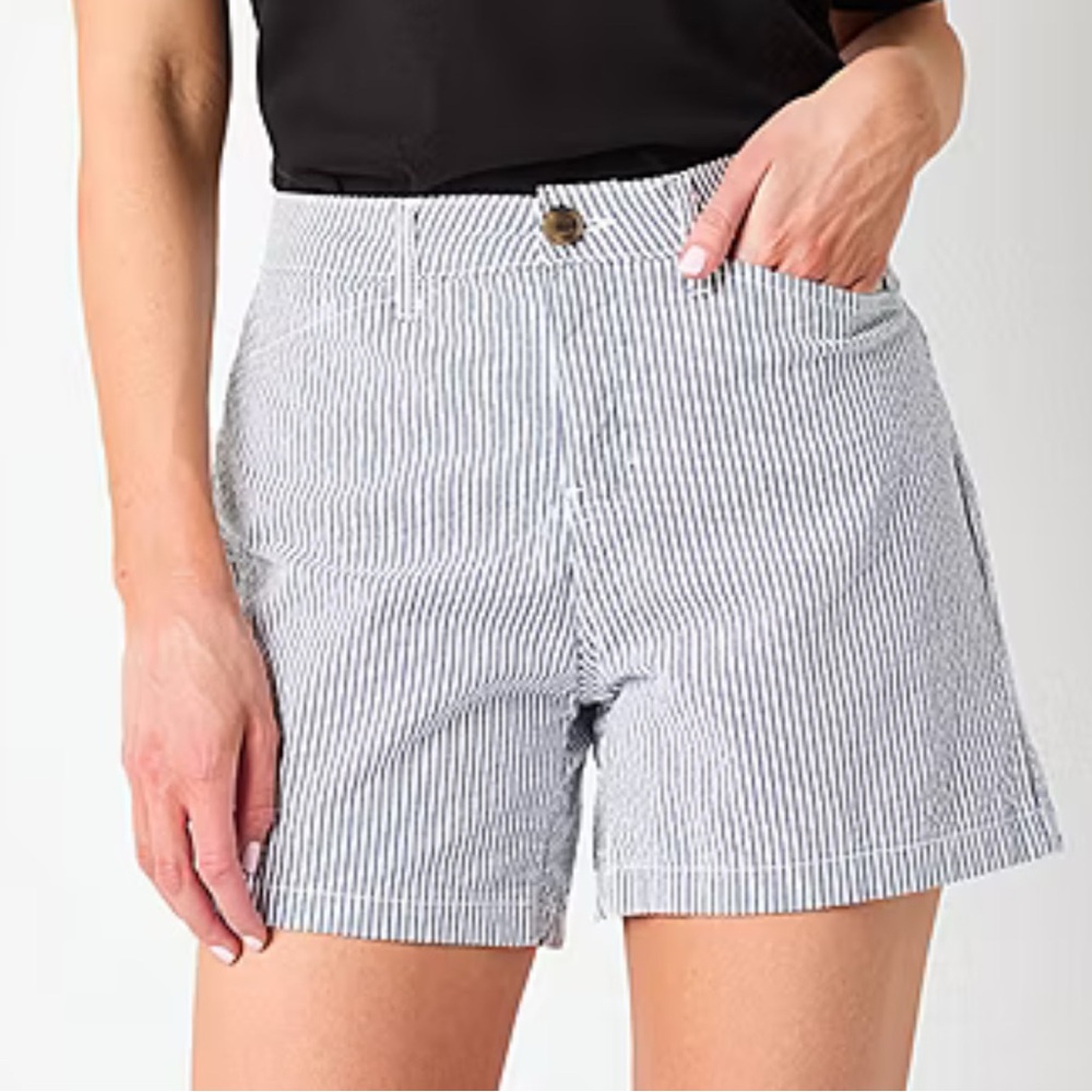 St. John's Bay Blue and White Striped Women's Shorts